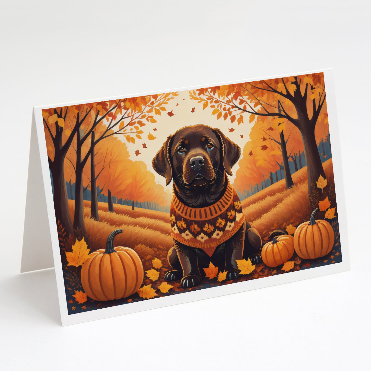 Buy this Chocolate Labrador Retriever Fall Greeting Cards Pack of 8