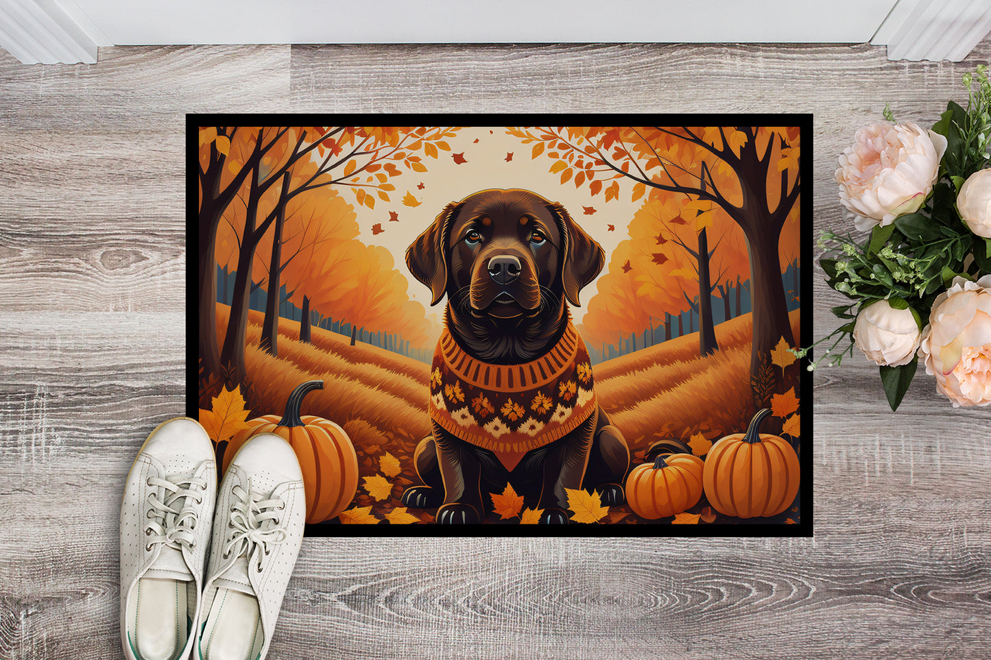 Chocolate Labrador Retriever Fall Doormat