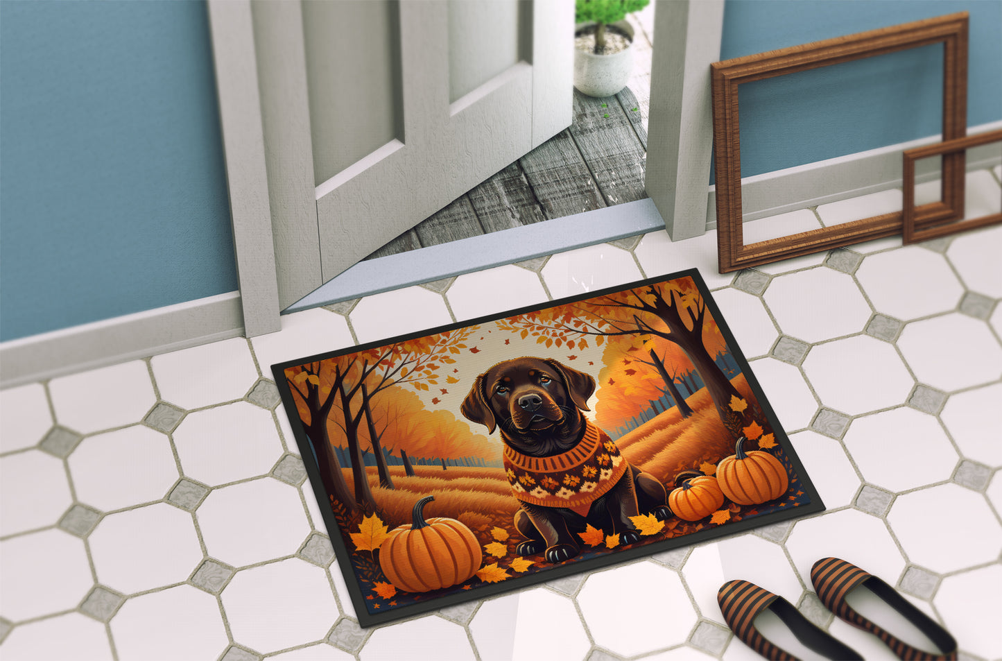 Chocolate Labrador Retriever Fall Doormat