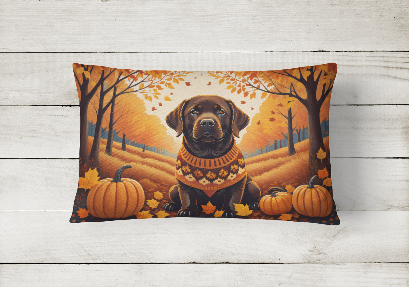 Chocolate Labrador Retriever Fall Throw Pillow