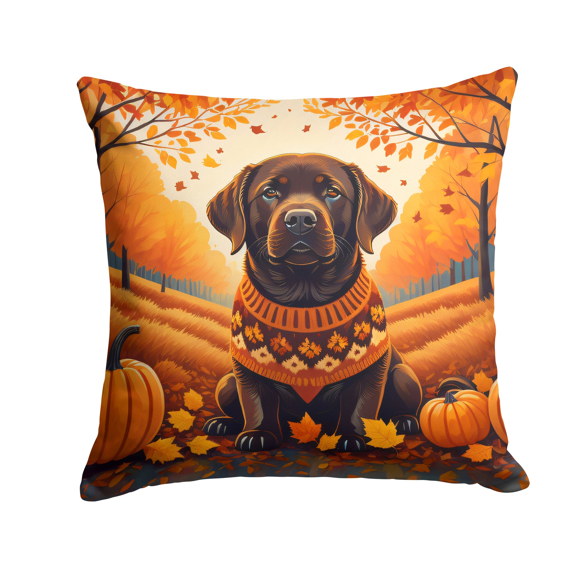 Buy this Chocolate Labrador Retriever Fall Throw Pillow