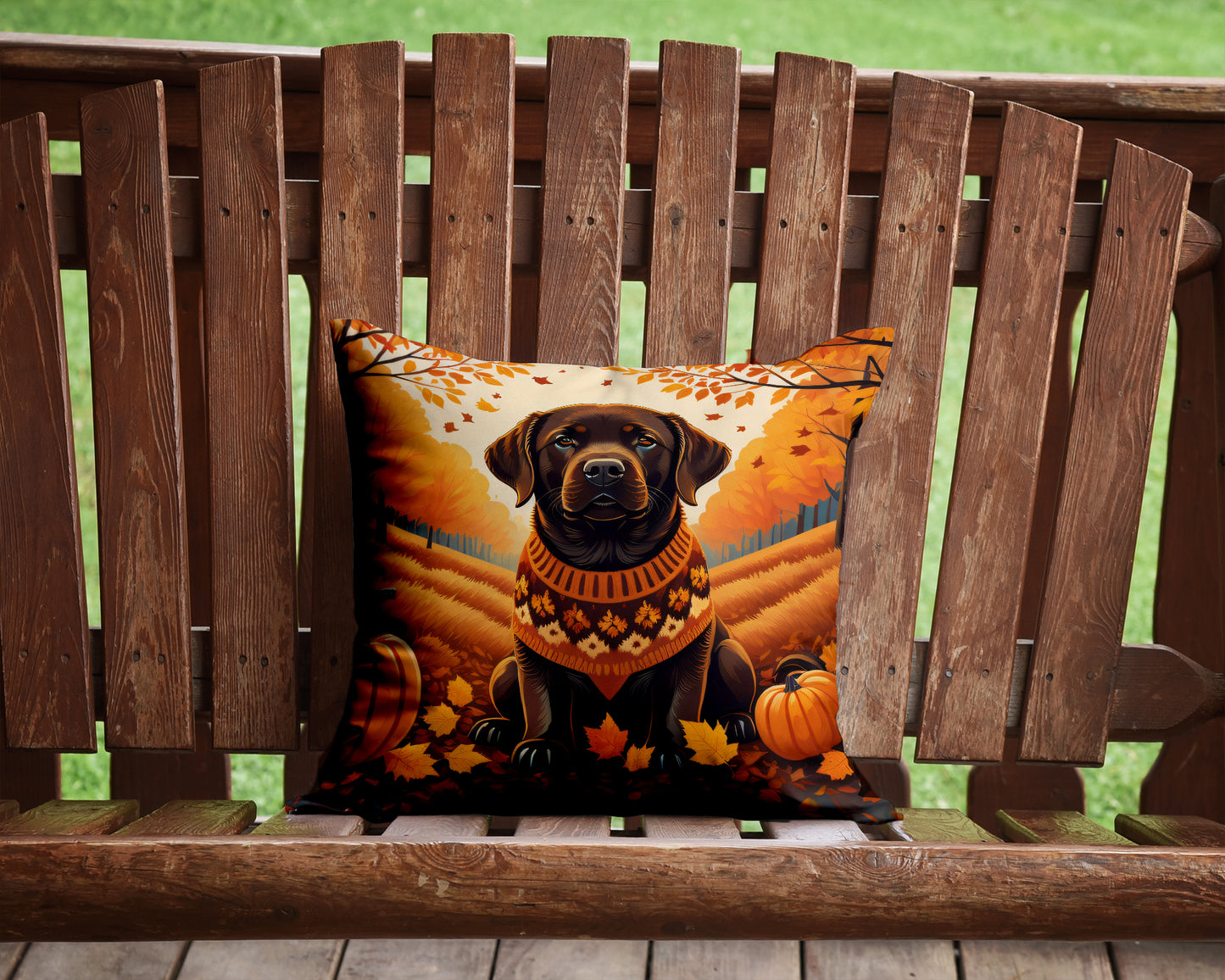 Chocolate Labrador Retriever Fall Throw Pillow