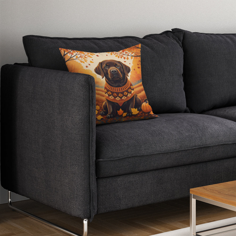 Chocolate Labrador Retriever Fall Throw Pillow