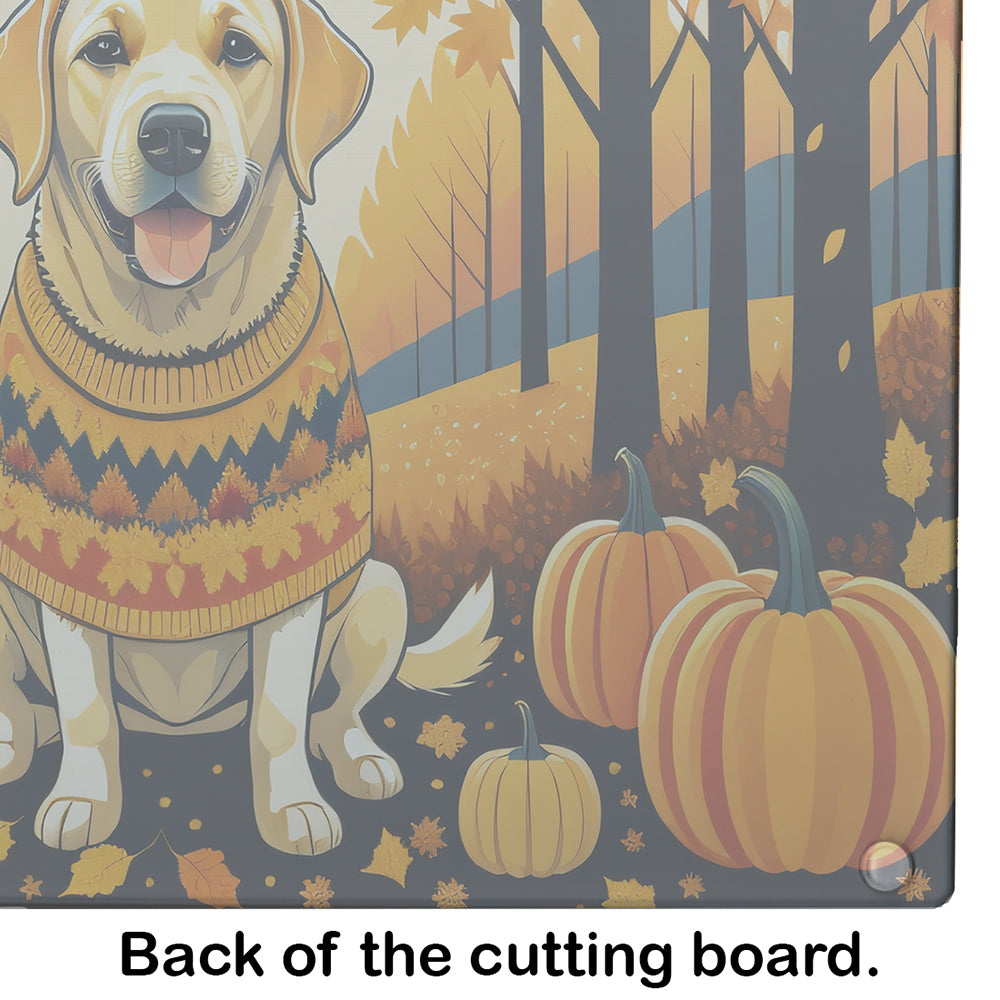 Yellow Labrador Retriever Fall Glass Cutting Board