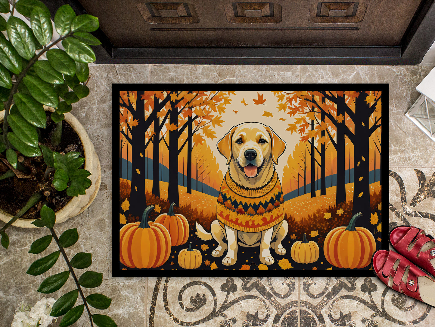 Yellow Labrador Retriever Fall Doormat