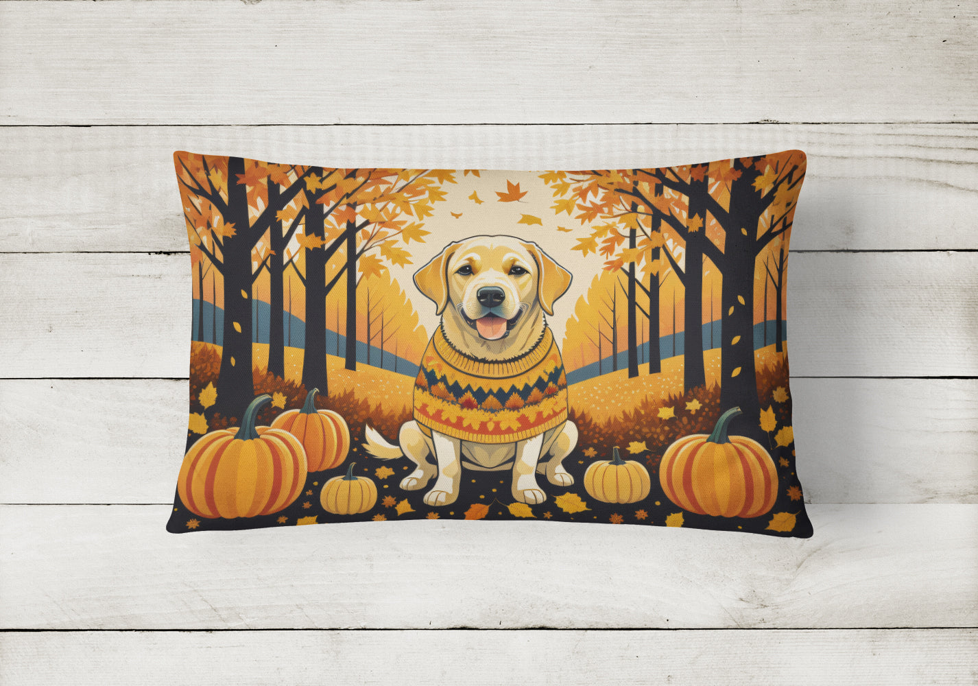 Yellow Labrador Retriever Fall Throw Pillow