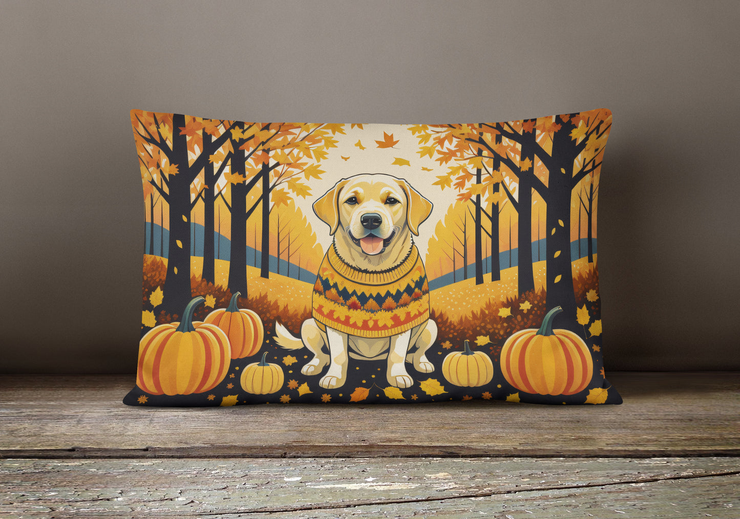 Yellow Labrador Retriever Fall Throw Pillow