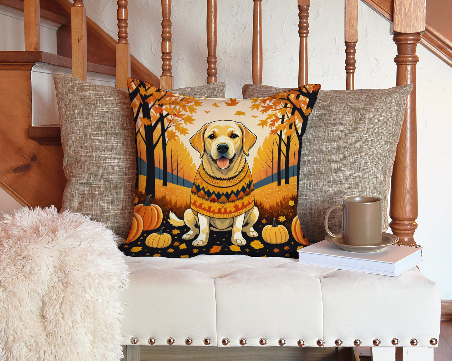 Yellow Labrador Retriever Fall Throw Pillow