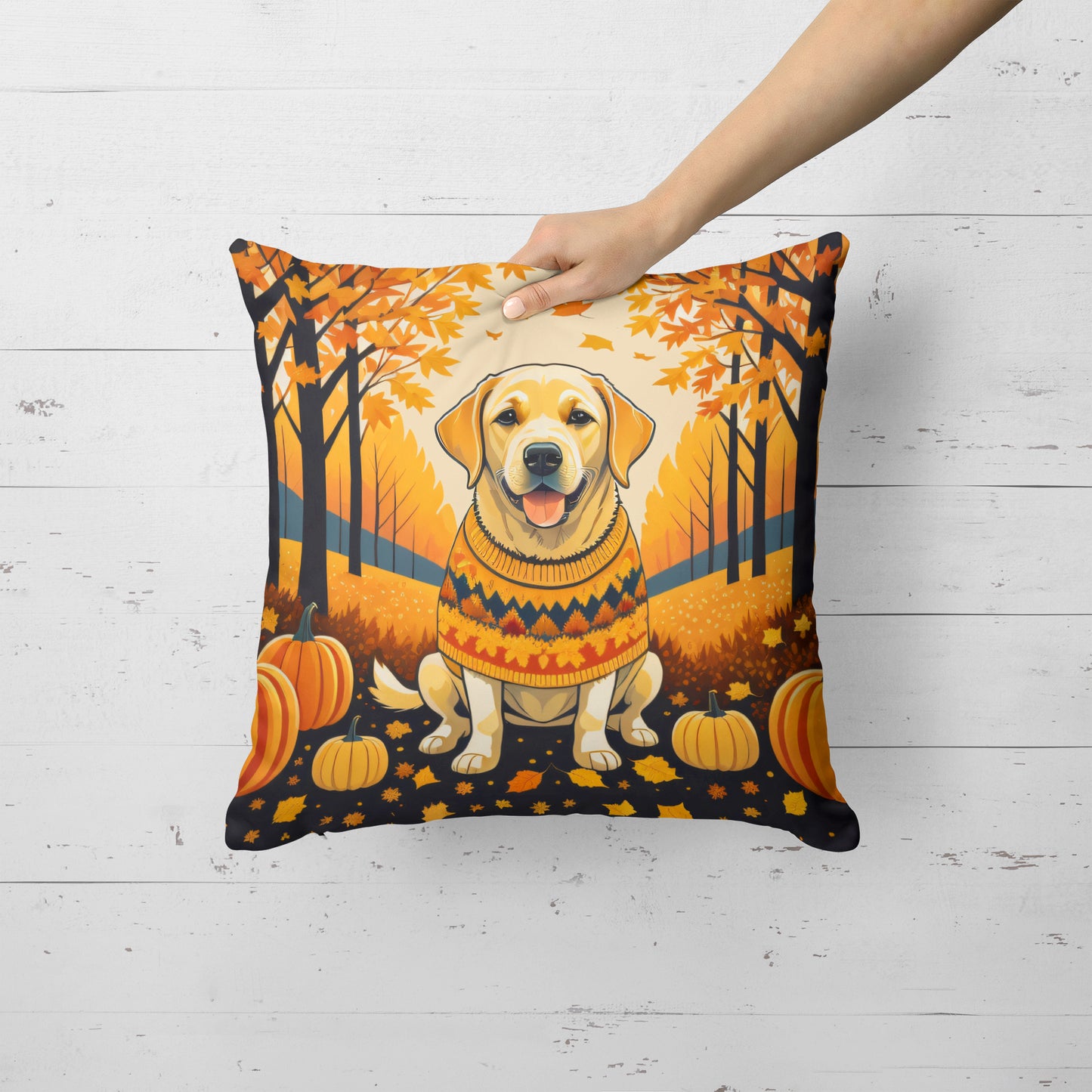 Yellow Labrador Retriever Fall Throw Pillow