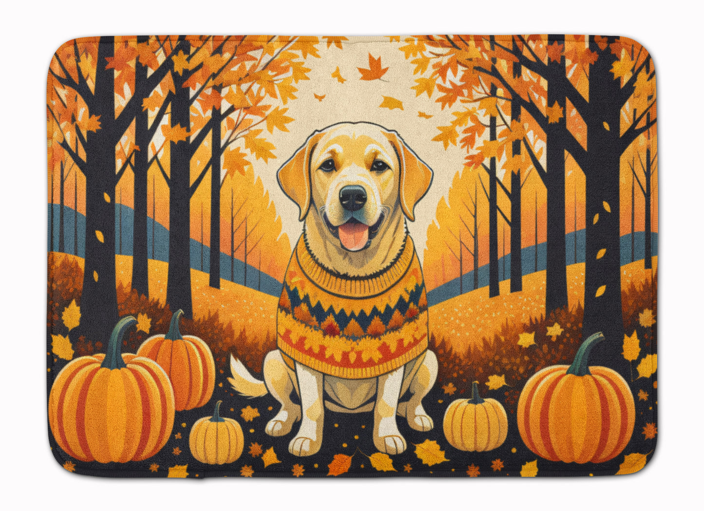 Buy this Yellow Labrador Retriever Fall Memory Foam Kitchen Mat