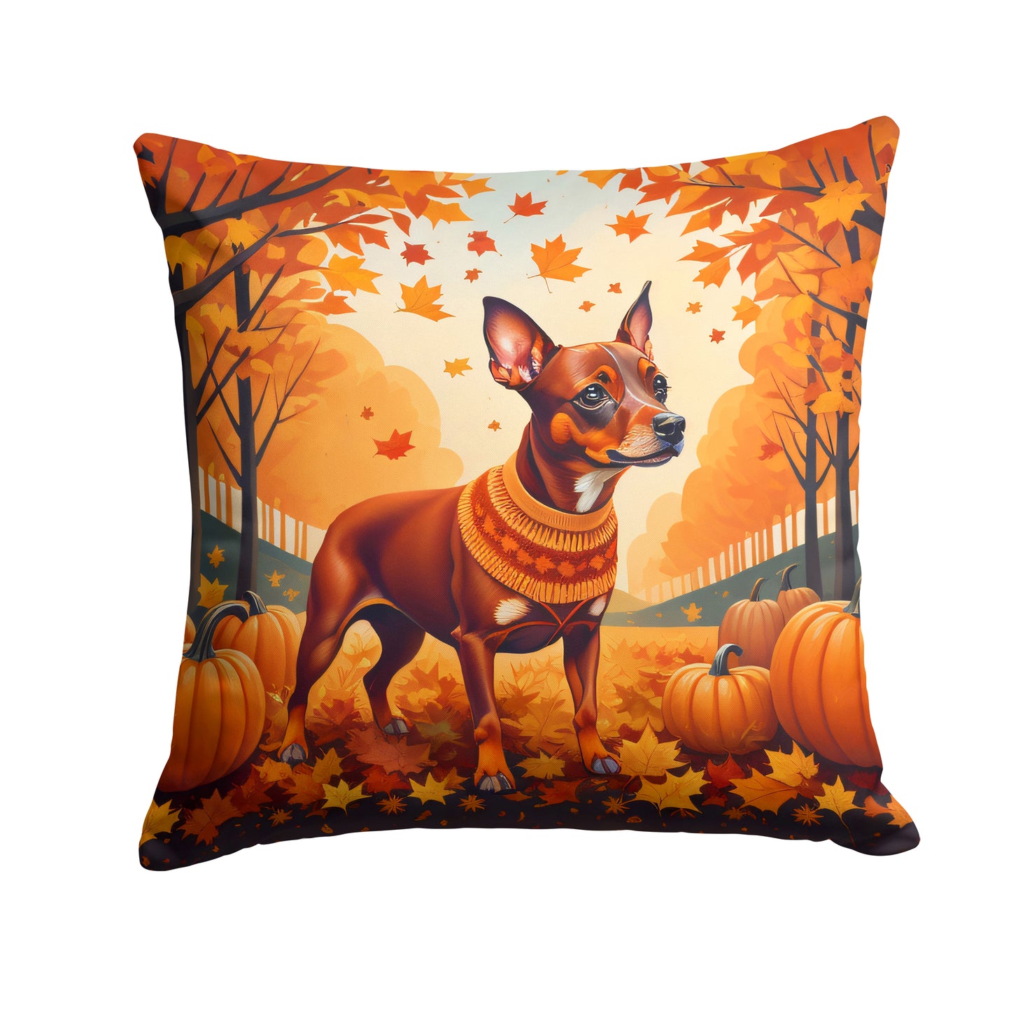 Buy this Red Miniature Pinscher Fall Throw Pillow