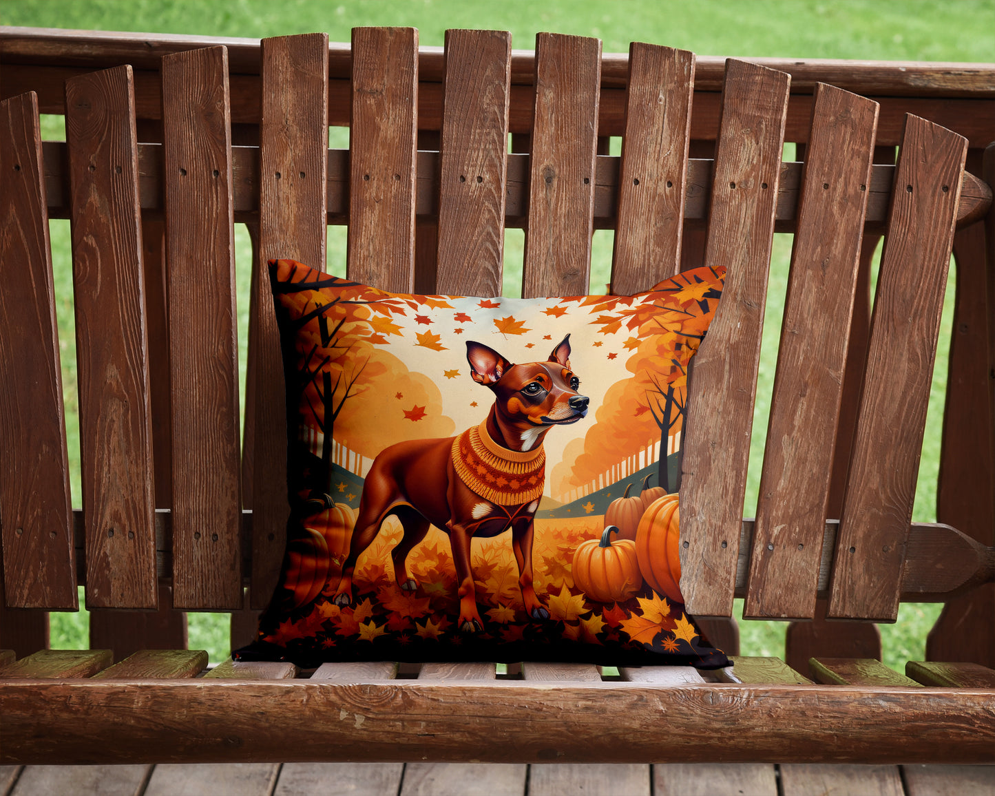 Red Miniature Pinscher Fall Throw Pillow