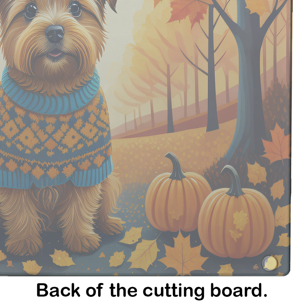 Norfolk Terrier Fall Glass Cutting Board