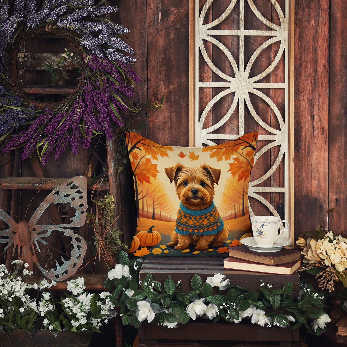 Norfolk Terrier Fall Throw Pillow