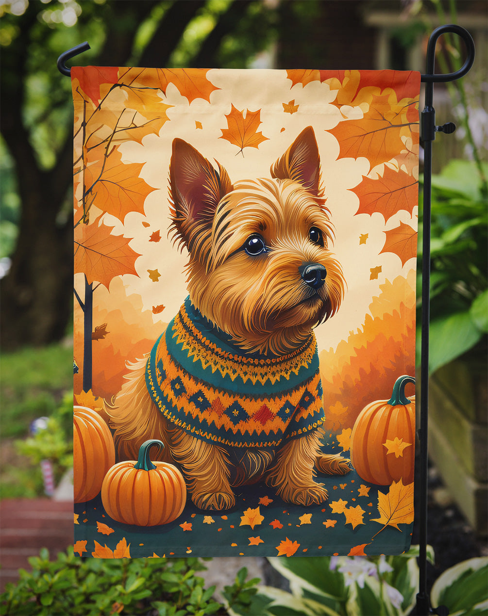 Norwich Terrier Fall Garden Flag