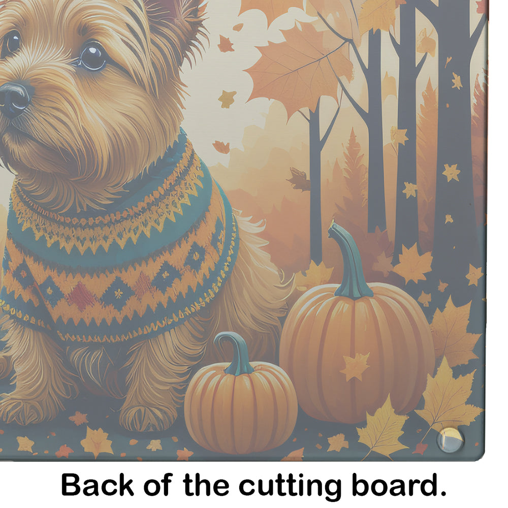 Norwich Terrier Fall Glass Cutting Board