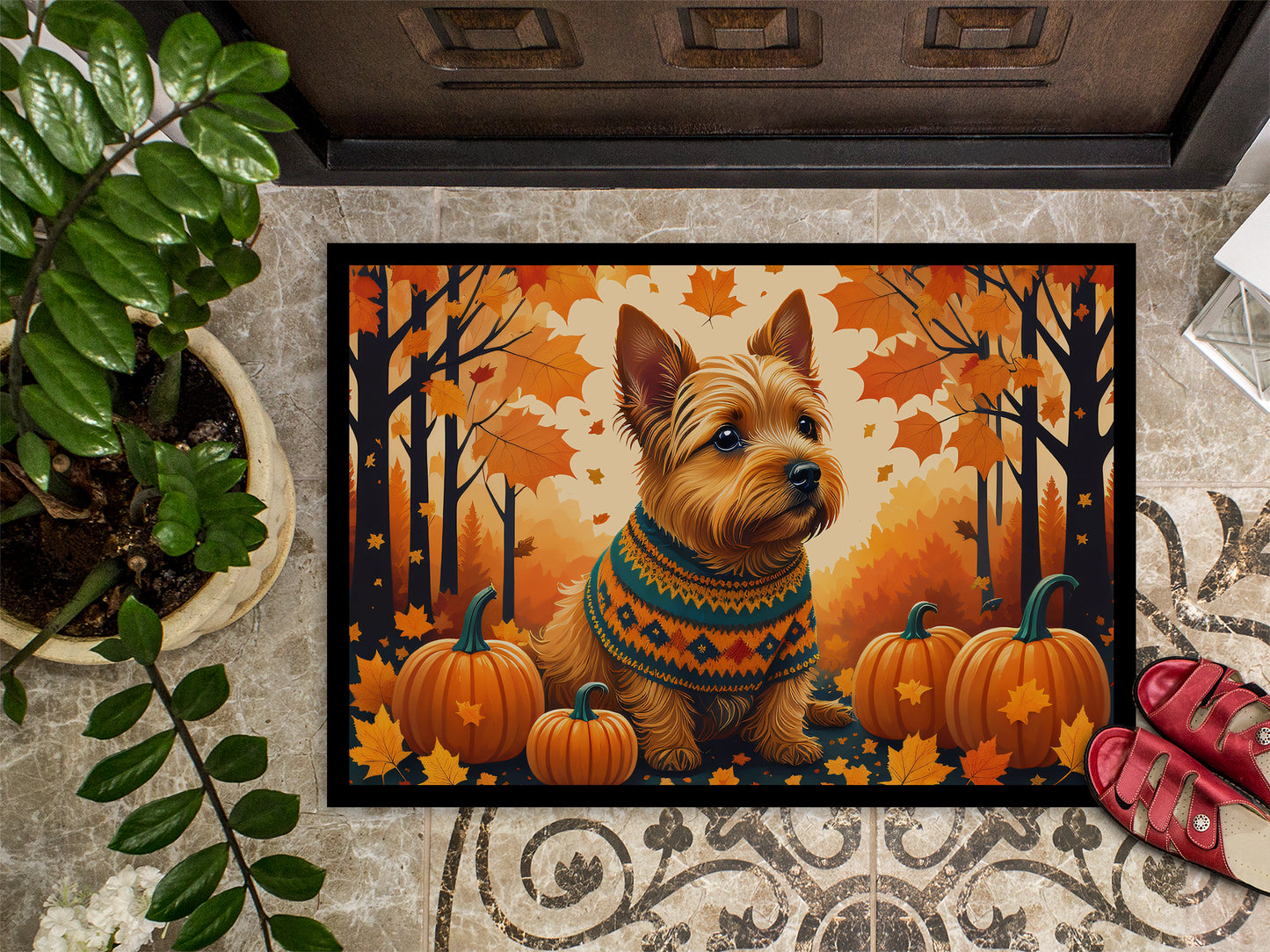 Norwich Terrier Fall Doormat