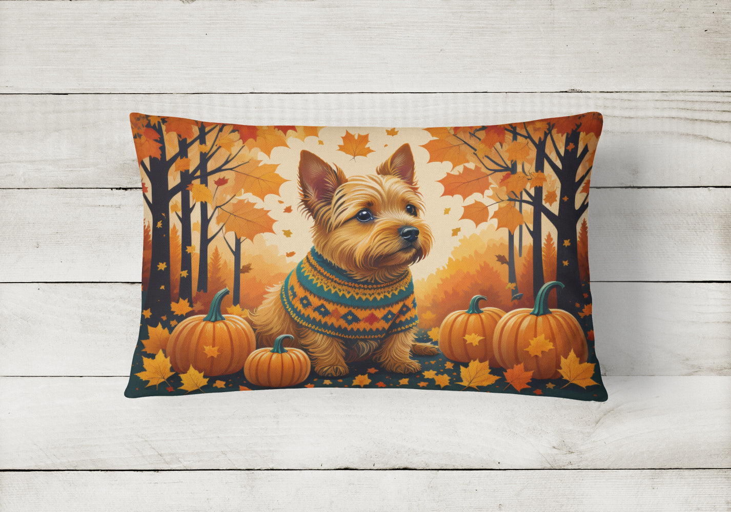 Norwich Terrier Fall Throw Pillow