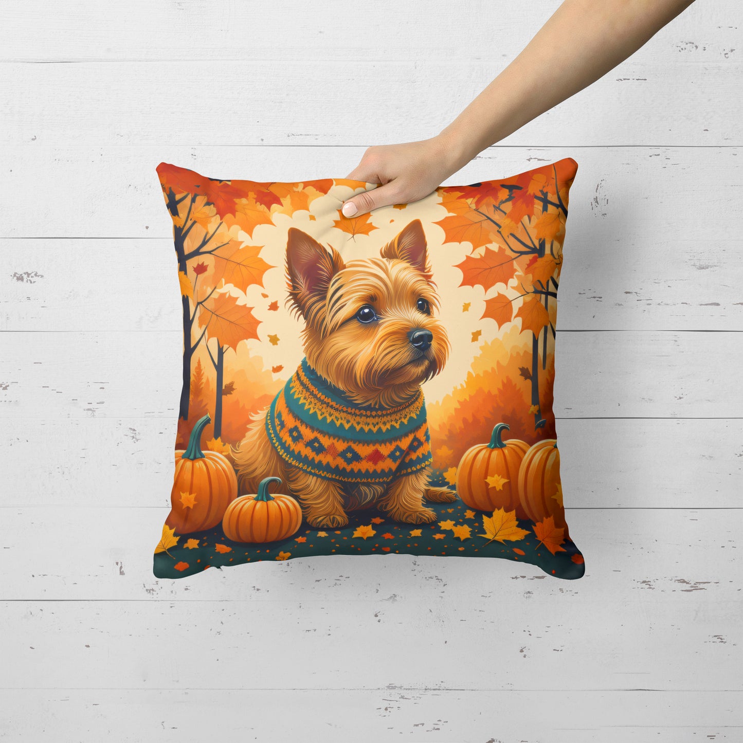 Norwich Terrier Fall Throw Pillow