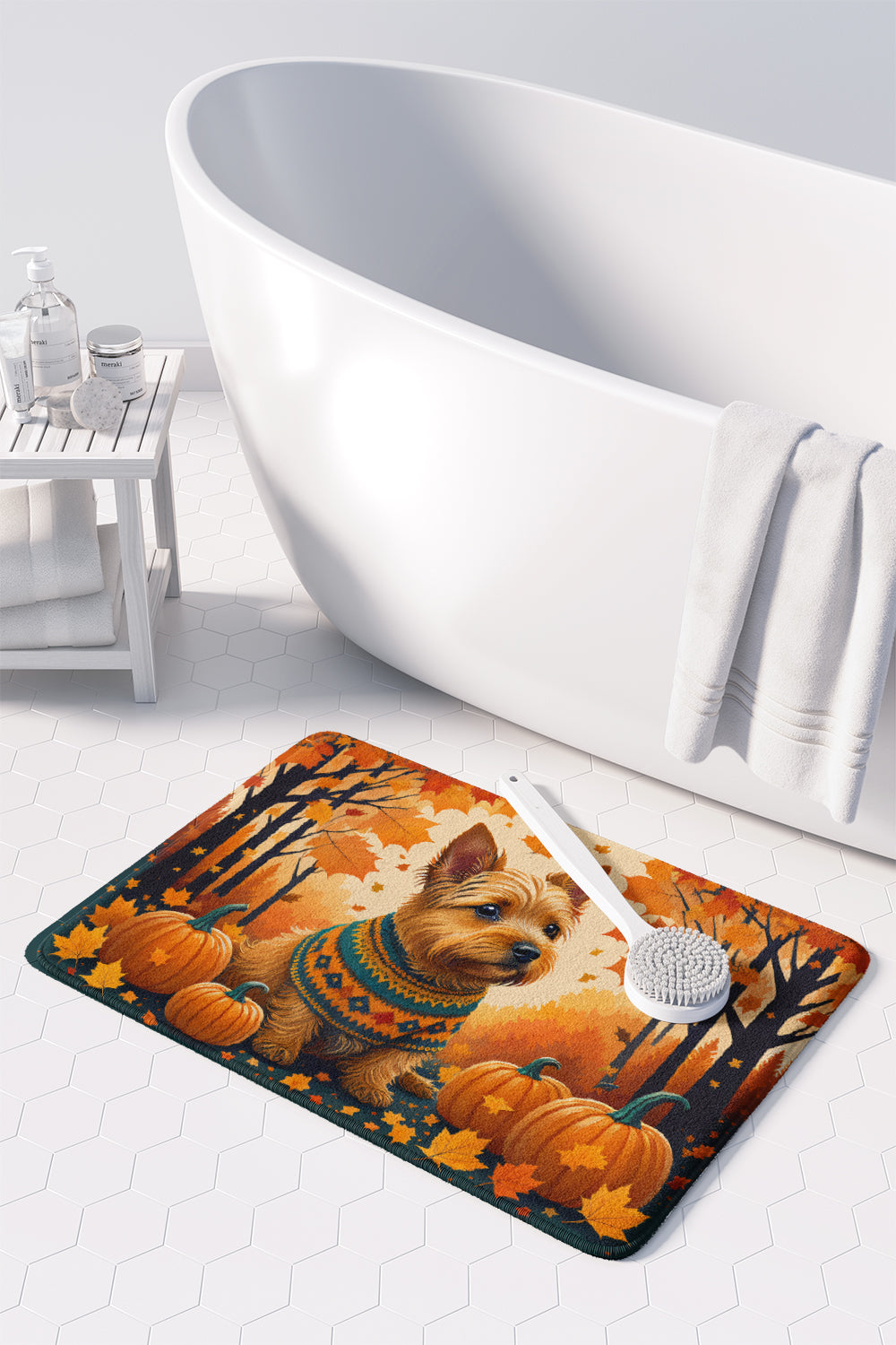 Norwich Terrier Fall Memory Foam Kitchen Mat