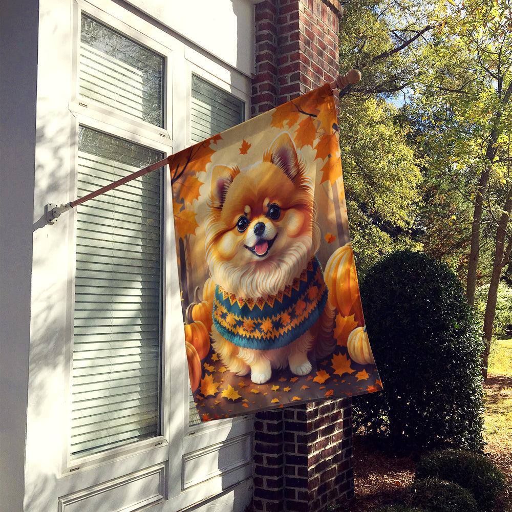 Pomeranian Fall House Flag