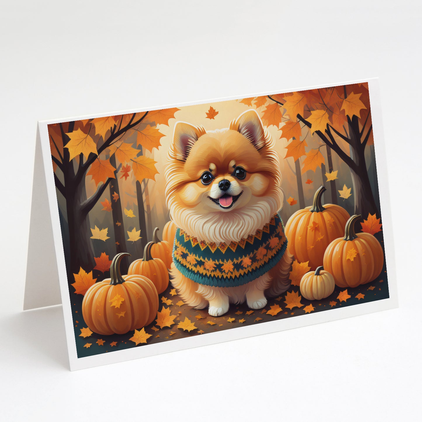 Buy this Pomeranian Fall Greeting Cards Pack of 8