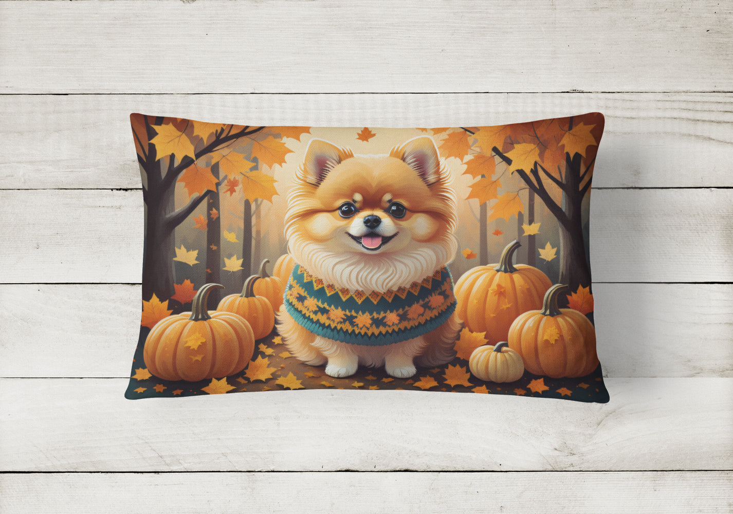 Pomeranian Fall Throw Pillow