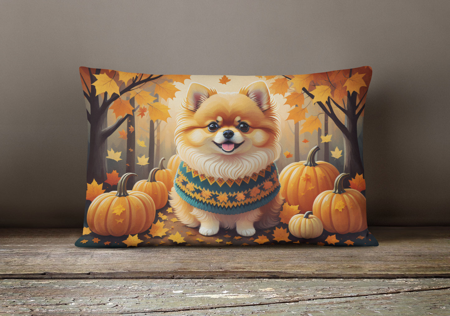 Pomeranian Fall Throw Pillow