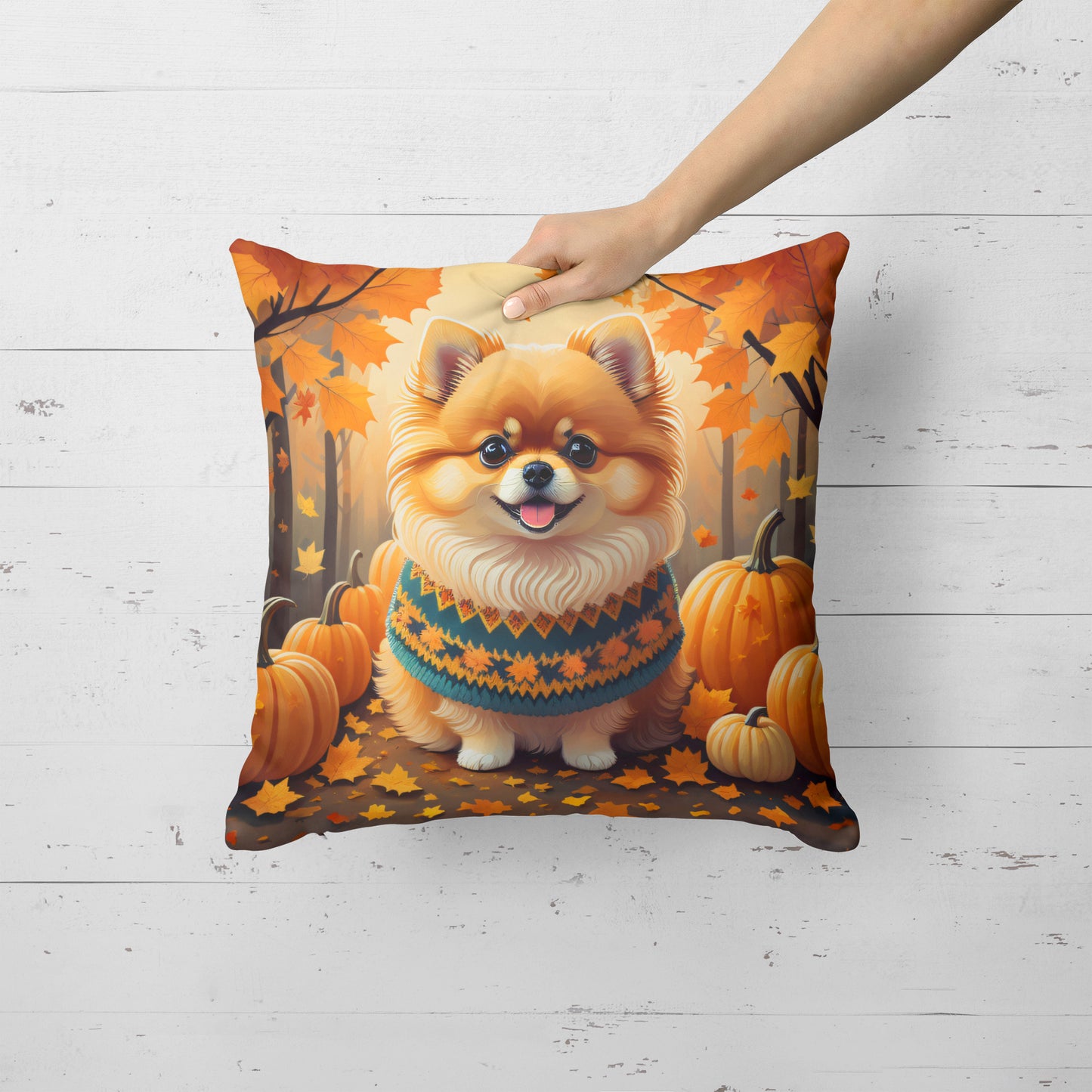 Pomeranian Fall Throw Pillow