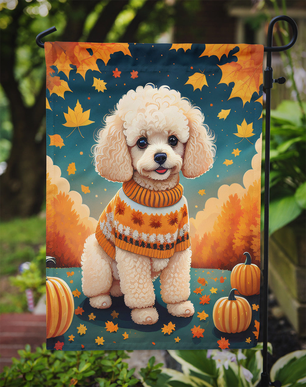 Poodle Fall Garden Flag