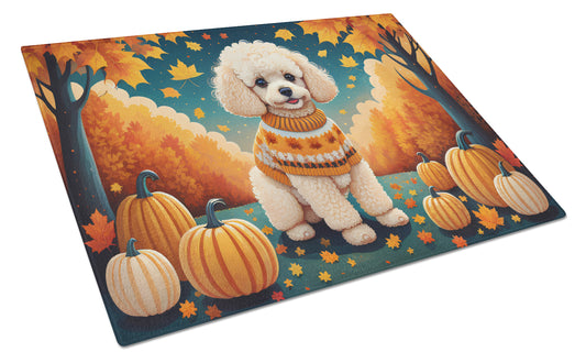 Buy this Poodle Fall Glass Cutting Board