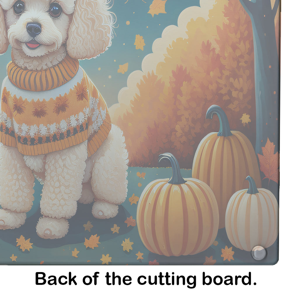 Poodle Fall Glass Cutting Board