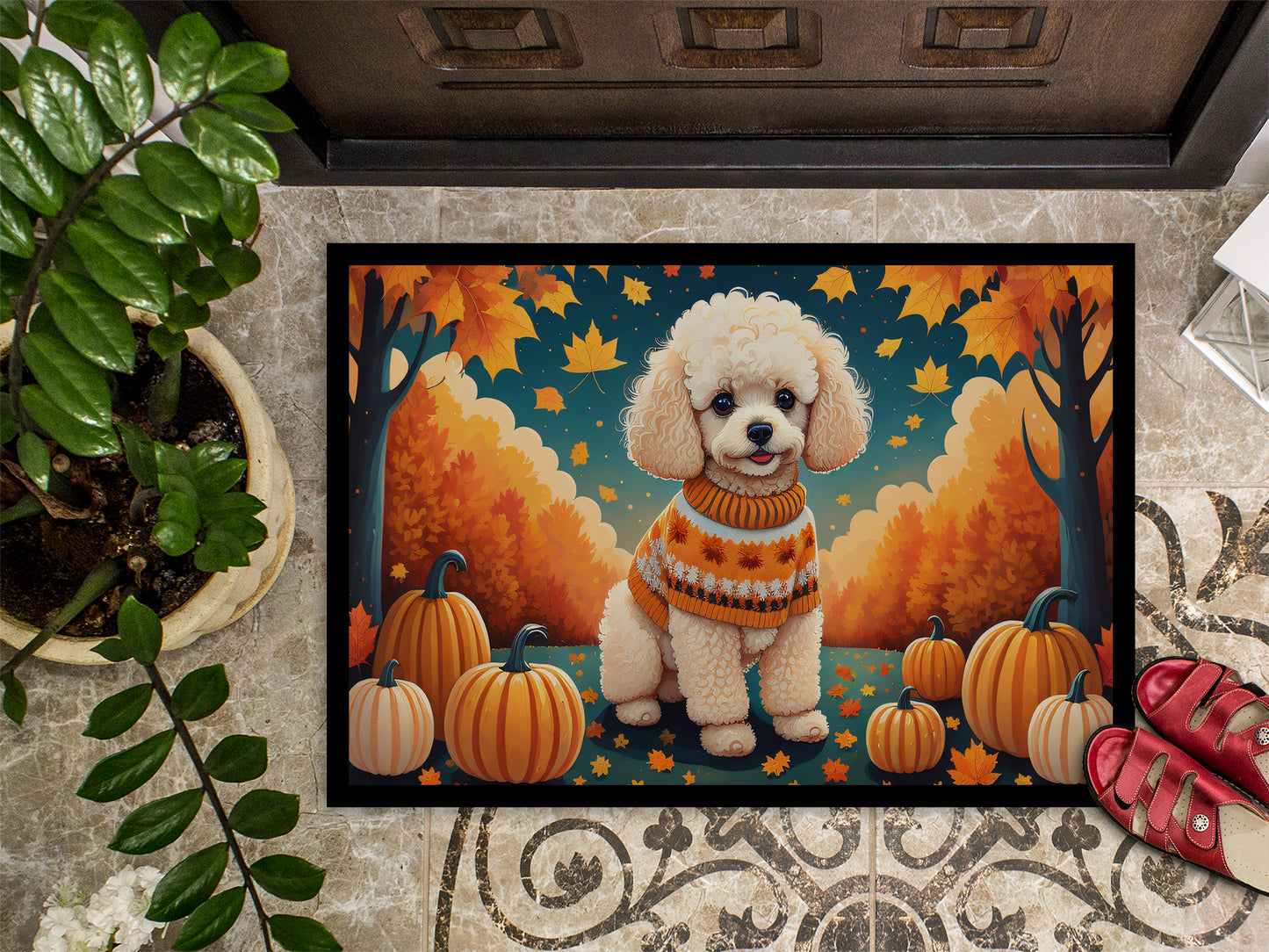 Poodle Fall Doormat