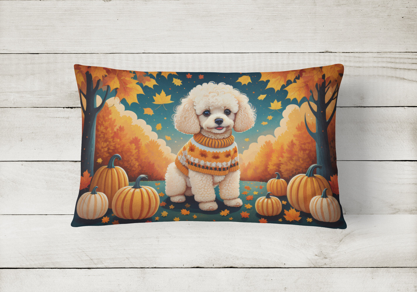 Poodle Fall Throw Pillow