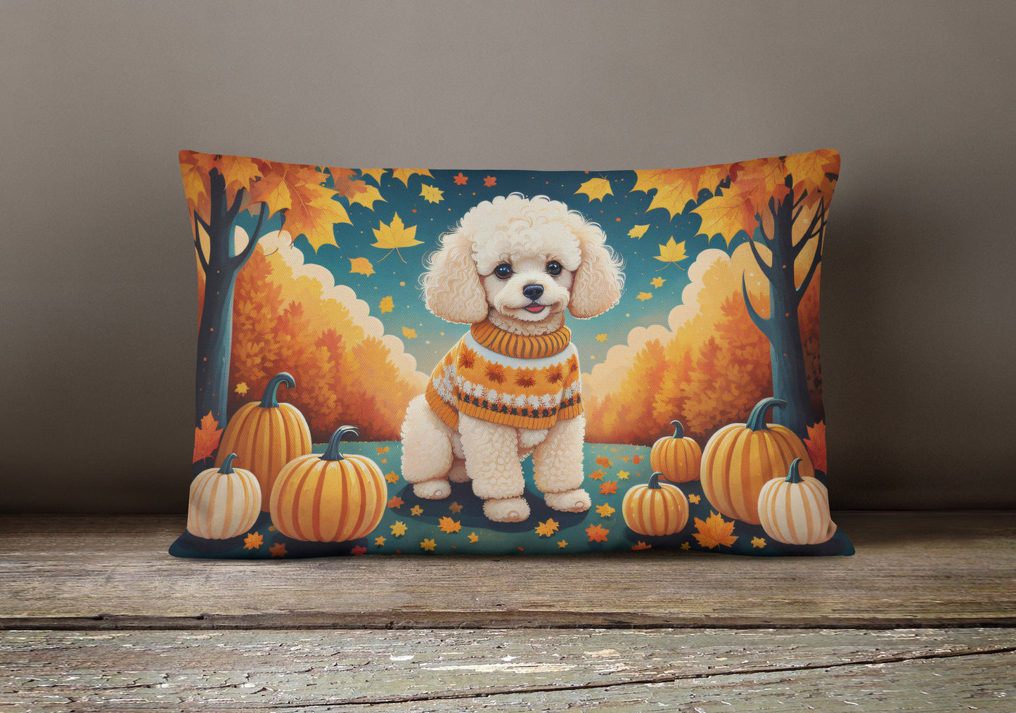 Poodle Fall Throw Pillow