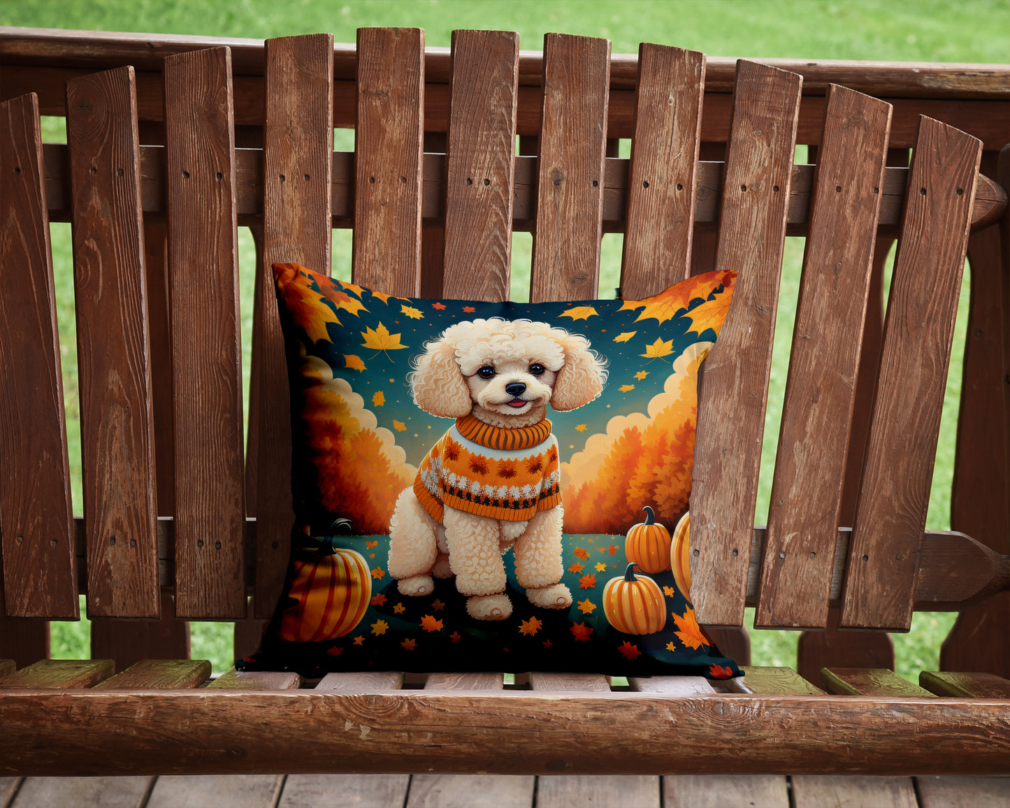 Poodle Fall Throw Pillow