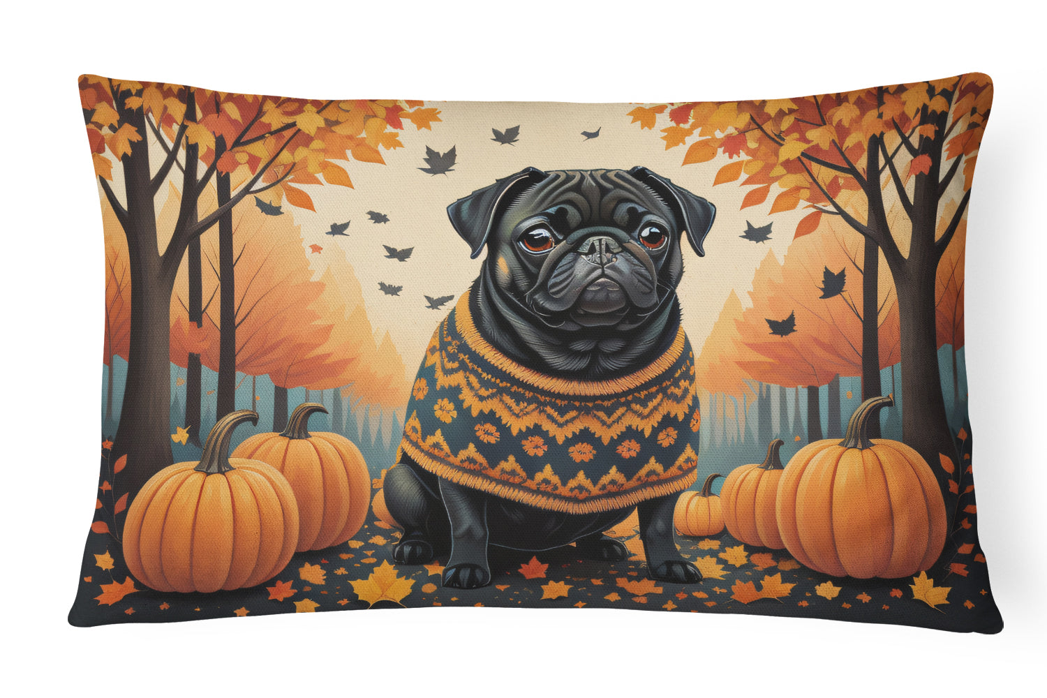 Buy this Black Pug Fall Throw Pillow