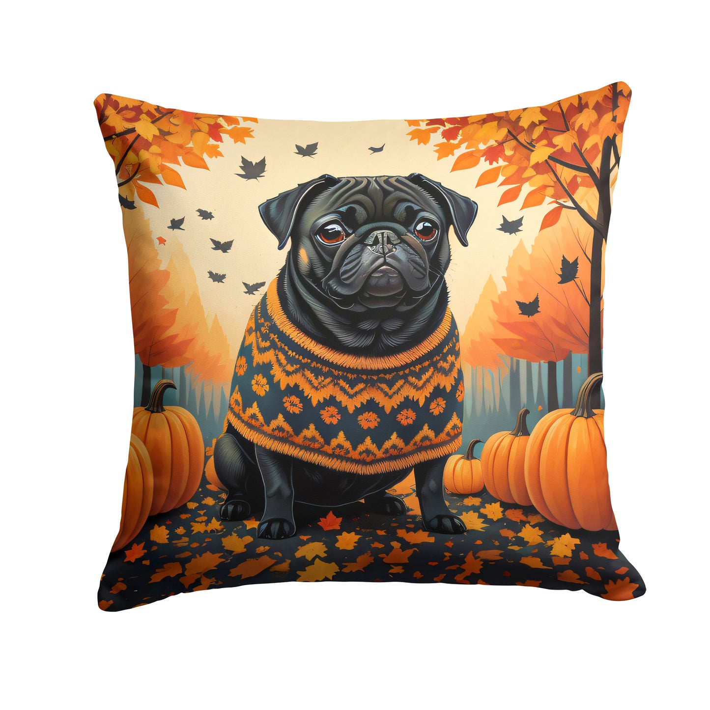 Buy this Black Pug Fall Throw Pillow