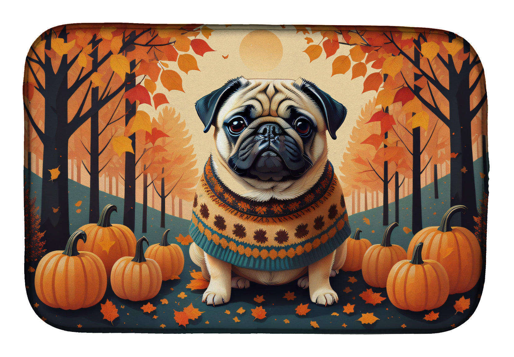 Buy this Fawn Pug Fall Dish Drying Mat