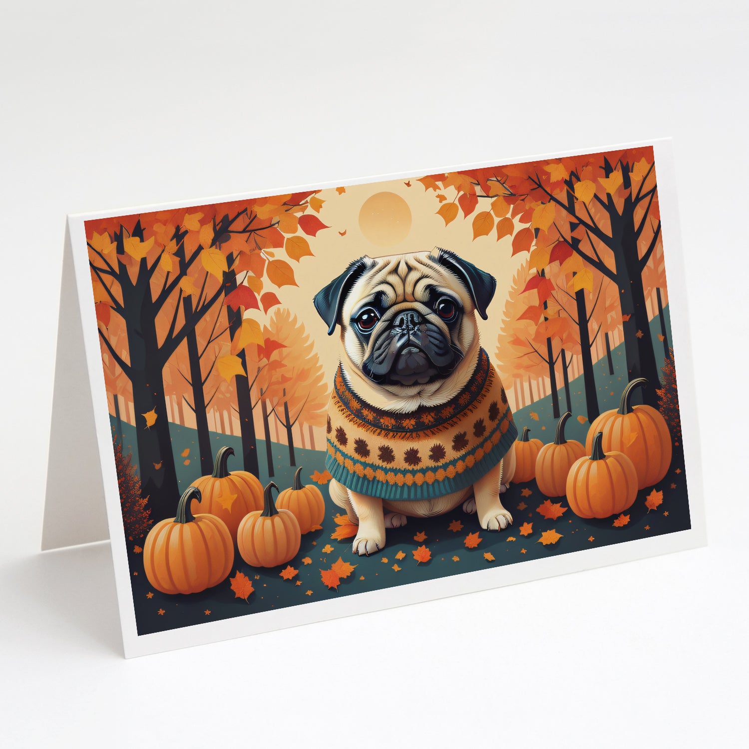 Buy this Fawn Pug Fall Greeting Cards Pack of 8