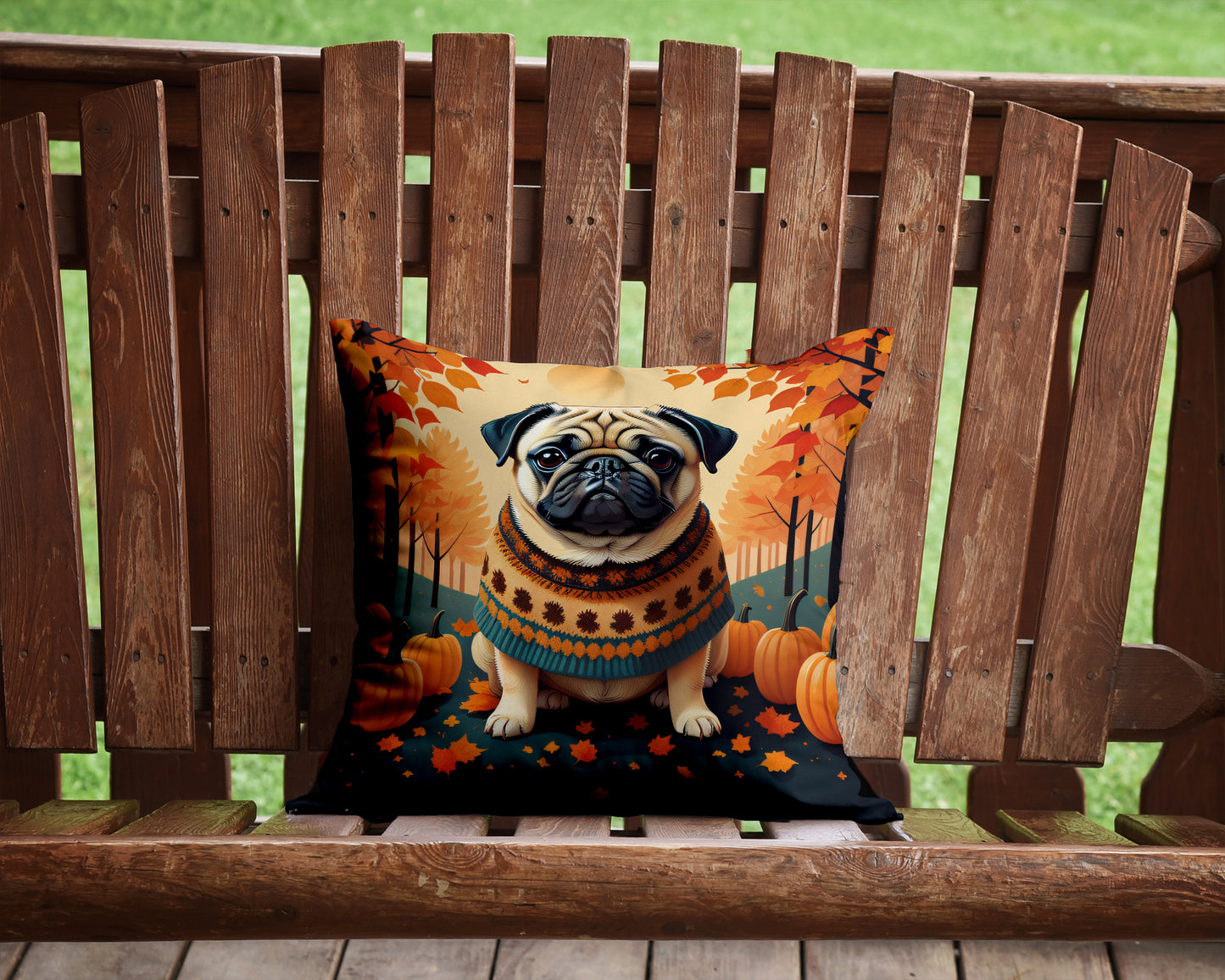 Fawn Pug Fall Throw Pillow