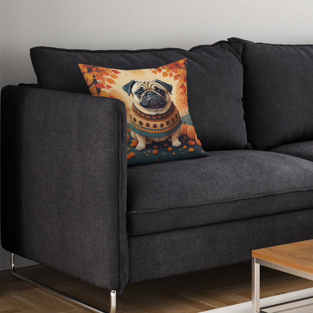 Fawn Pug Fall Throw Pillow