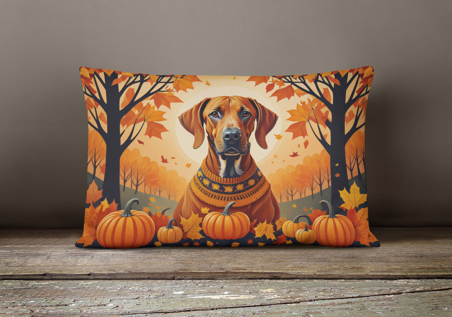 Rhodesian Ridgeback Fall Throw Pillow