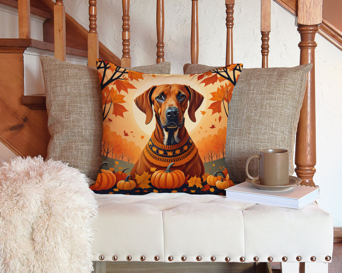 Rhodesian Ridgeback Fall Throw Pillow