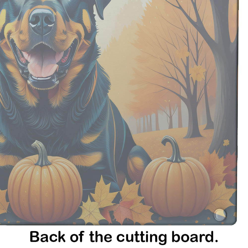 Rottweiler Fall Glass Cutting Board