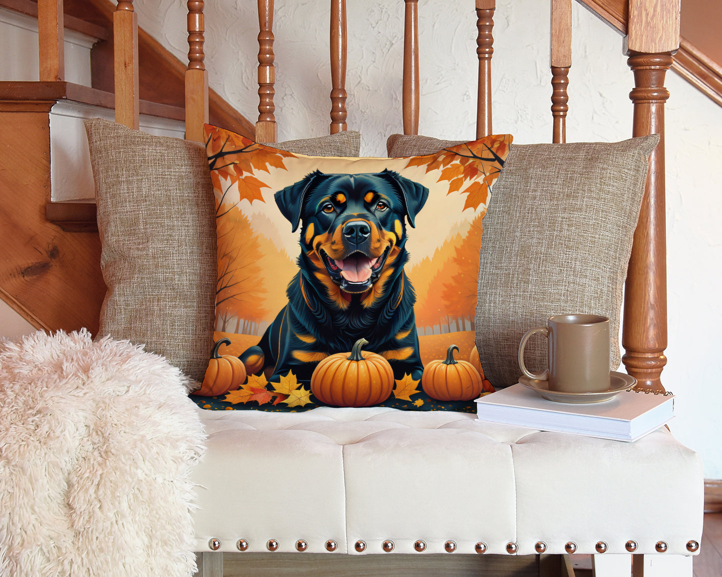 Rottweiler Fall Throw Pillow