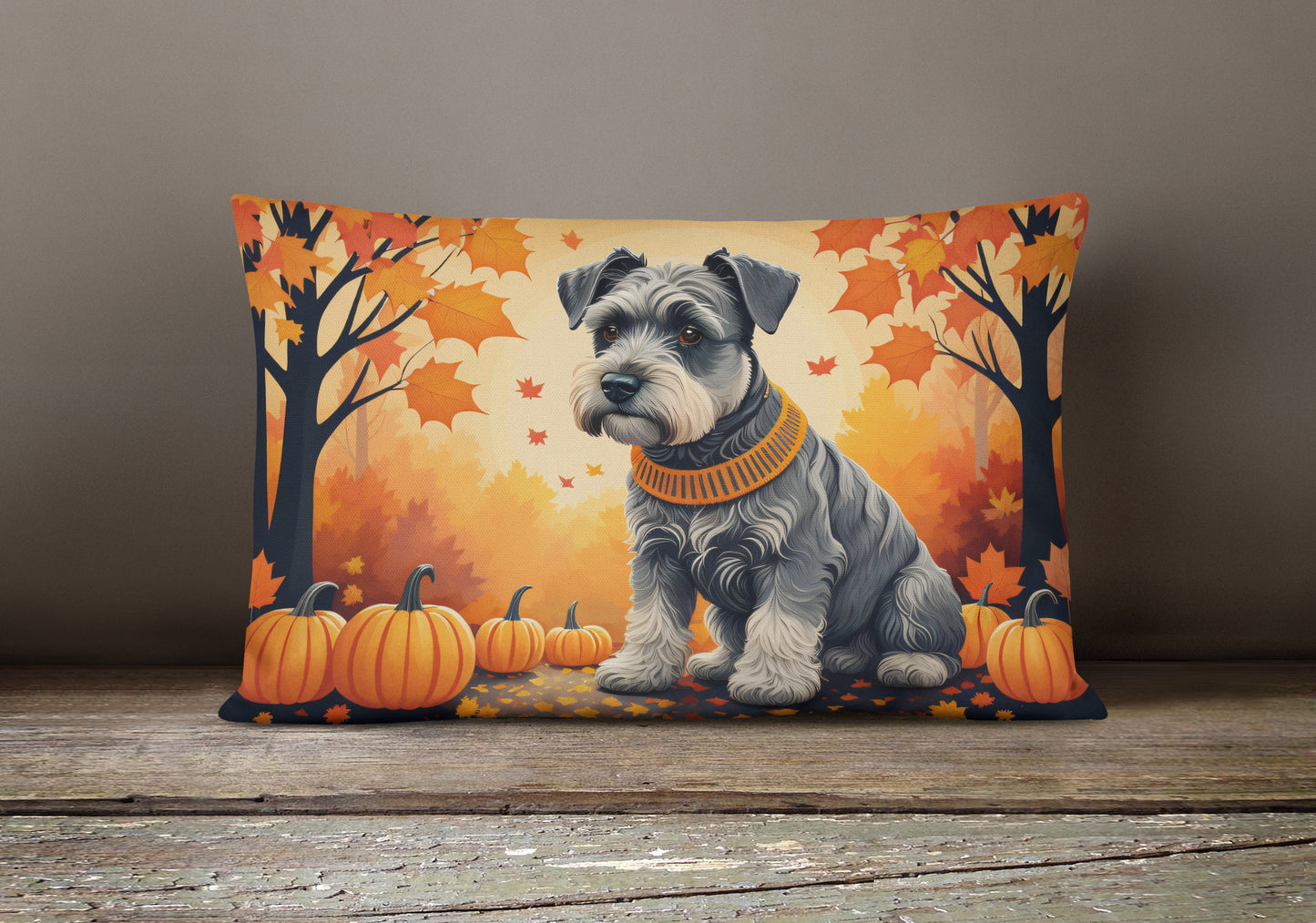 Schnauzer Fall Throw Pillow