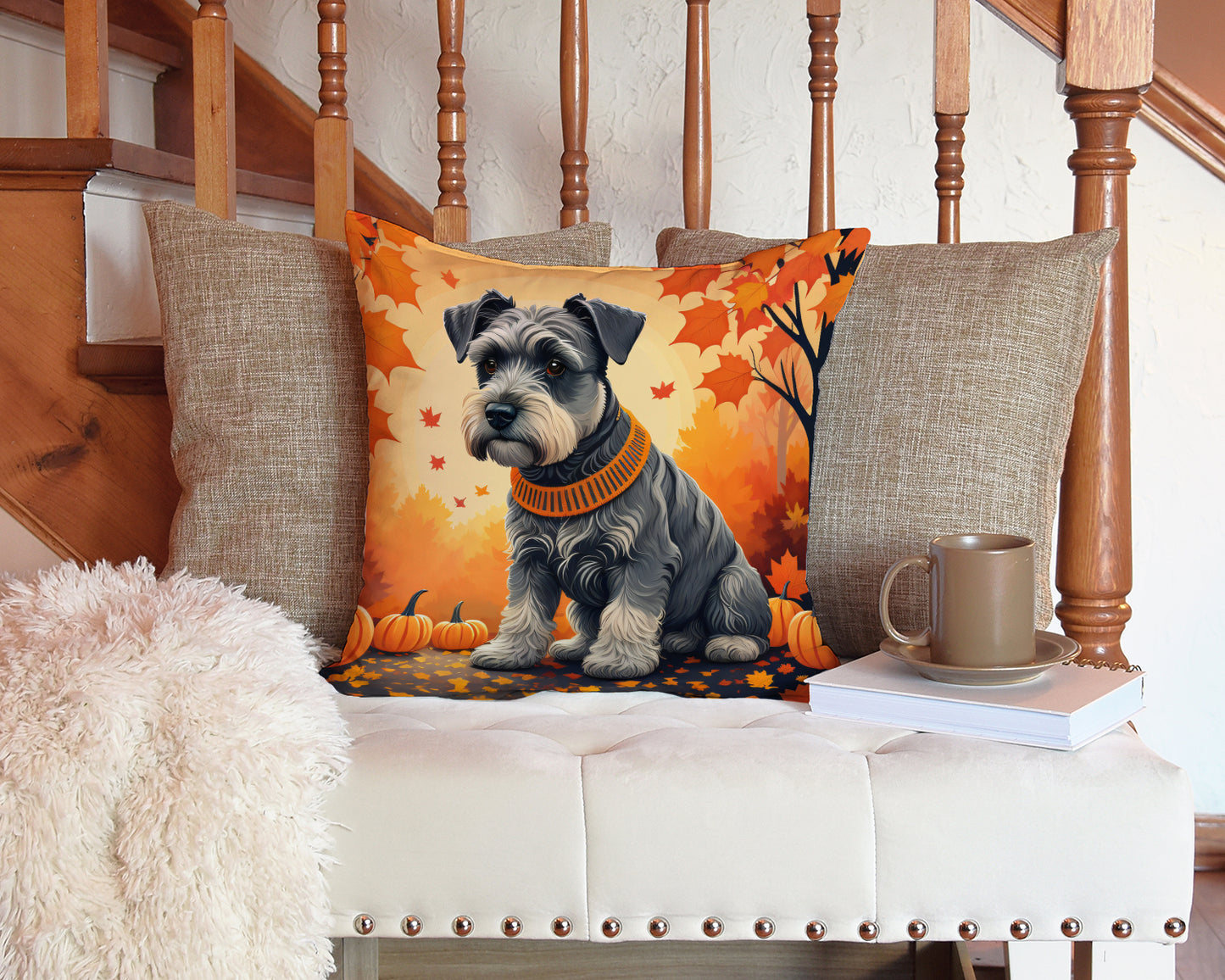 Schnauzer Fall Throw Pillow