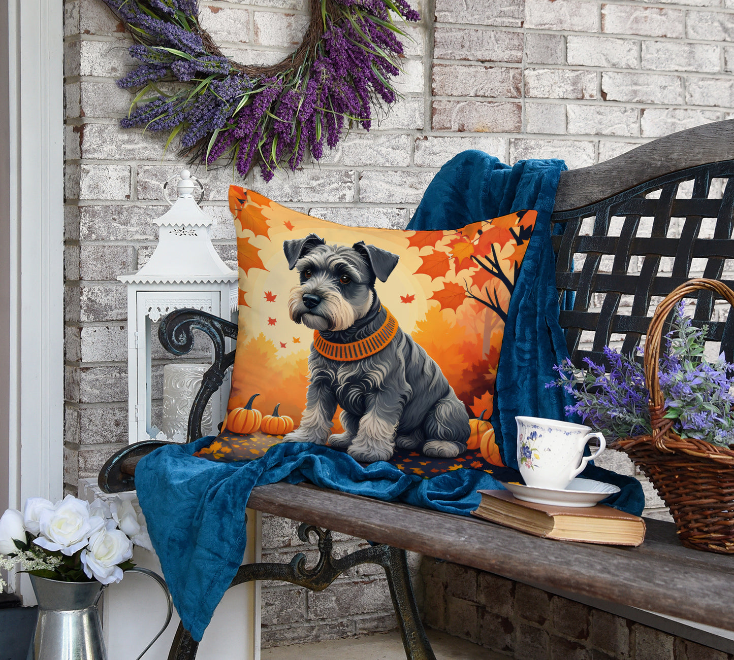 Schnauzer Fall Throw Pillow