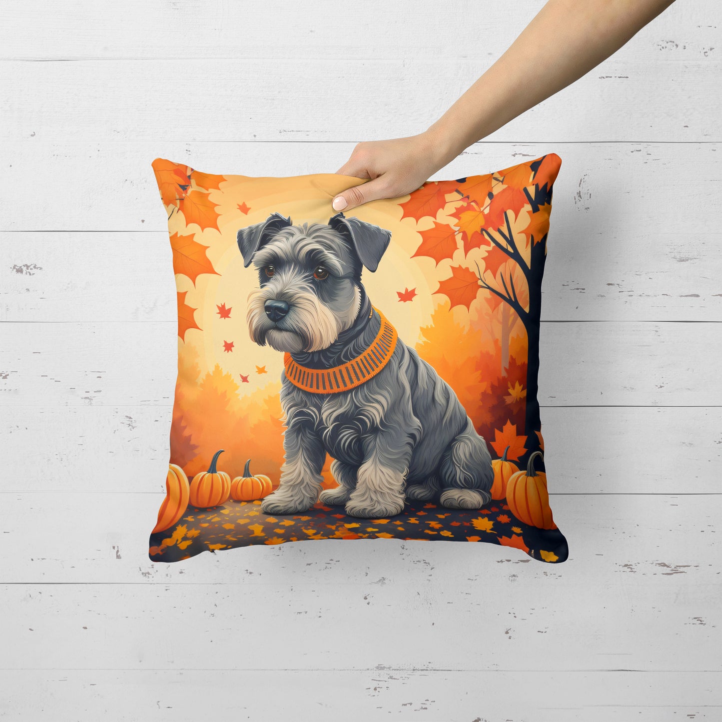 Schnauzer Fall Throw Pillow